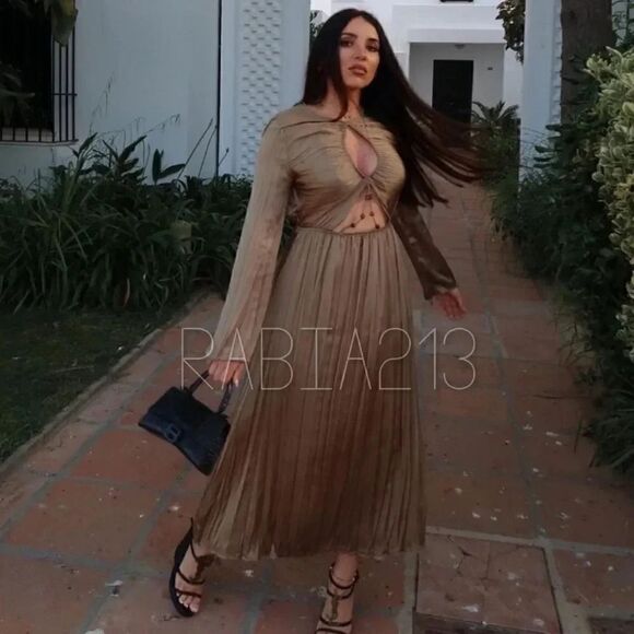 ZARA BOHO SATIN WRINKLE EFFECT CUT OUT DRESS - Picture 12 of 17